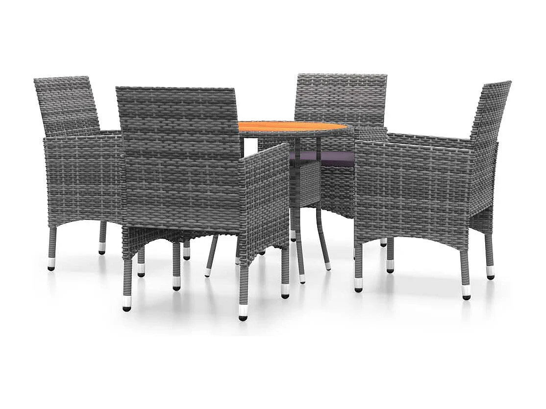 Ensemble à manger de jardin 5 pcs Résine tressée Gris BE31956