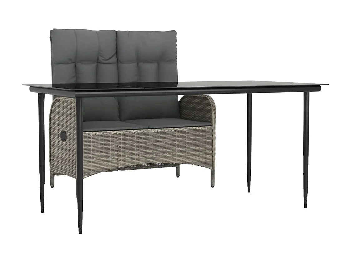 Ensemble à manger jardin et coussins 2 pcs gris rotin BE94551