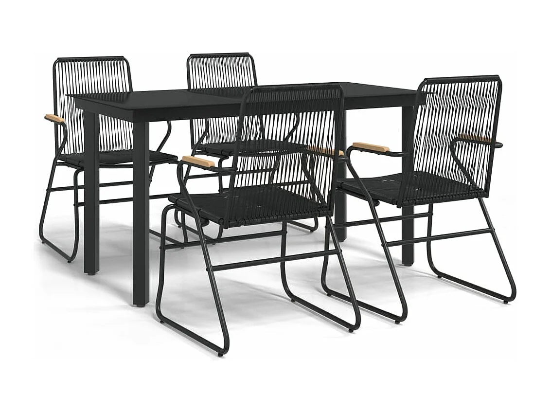 Ensemble à manger de jardin 5 pcs Noir Rotin PVC BE55137
