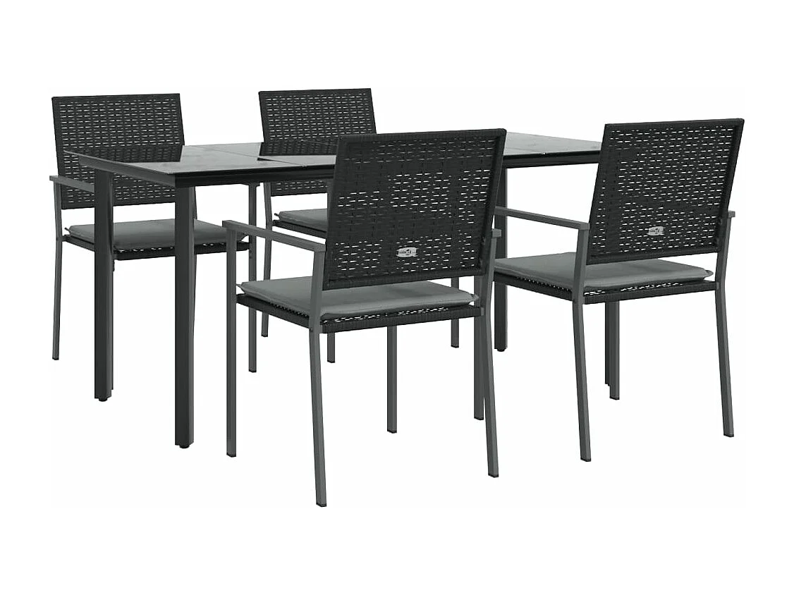 Comedor de jardín 5 piezas y cojines ratán sintético y acero YOE69861