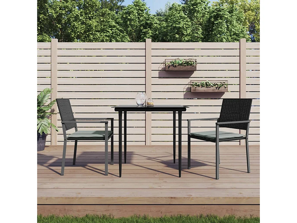 Ensemble à manger de jardin 3 pcs coussins résine tressée acier BE48680