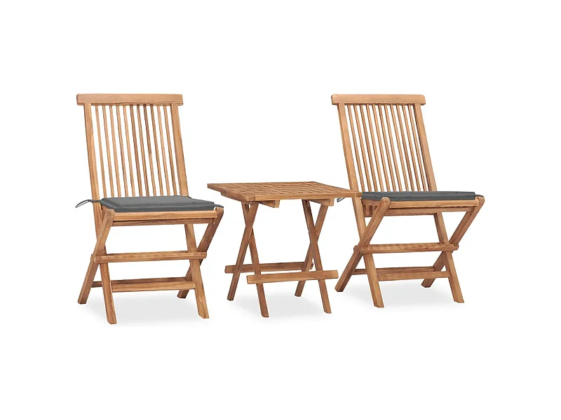 Salle à manger de jardin pliable avec coussin 3 pcs Teck BE18735