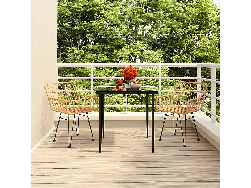 Comedor de jardín 3 piezas ratán sintético YOE44372