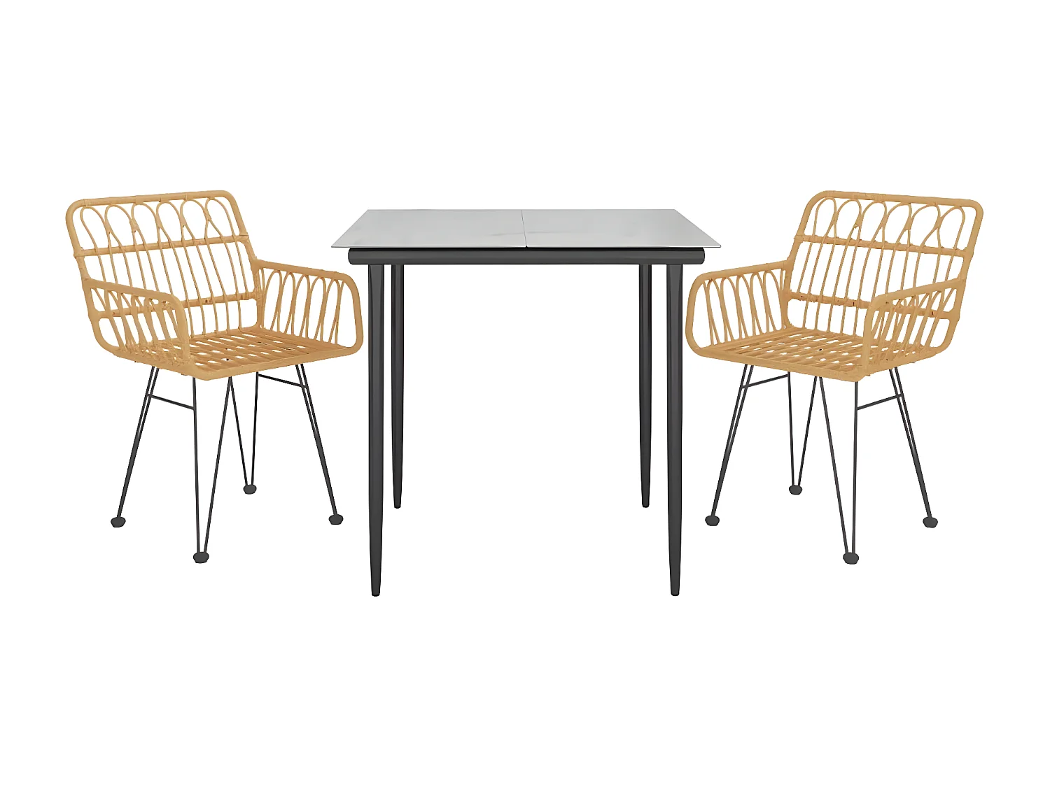 Ensemble à manger de jardin 3 pcs Résine tressée BE20620