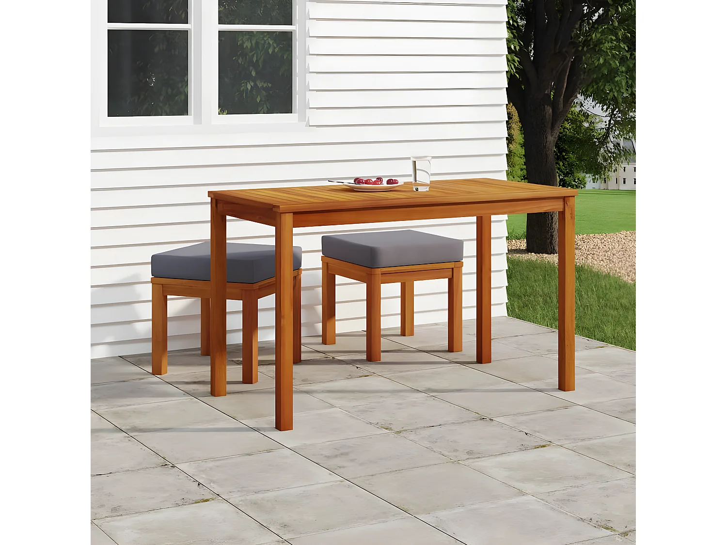 Comedor de jardín 3 piezas con cojines madera acacia YOE57029