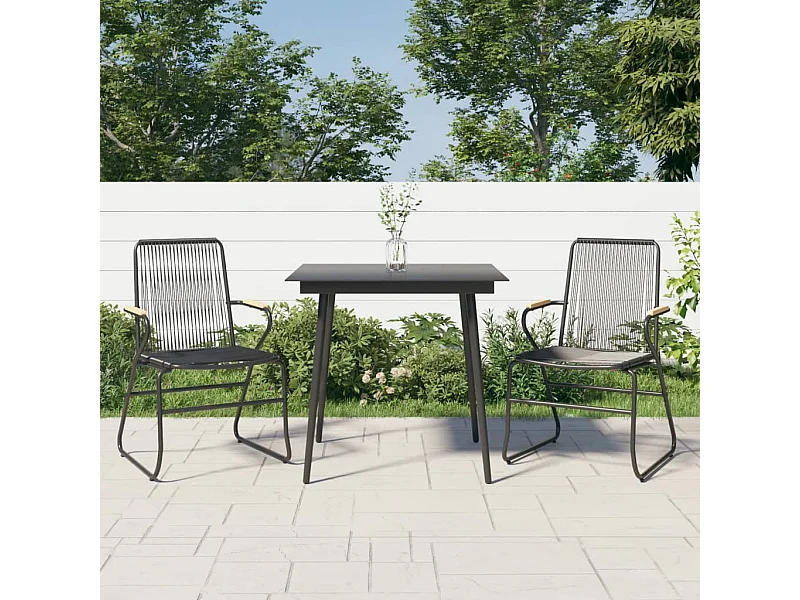 Ensemble à manger de jardin 3 pcs noir rotin PVC BE91331