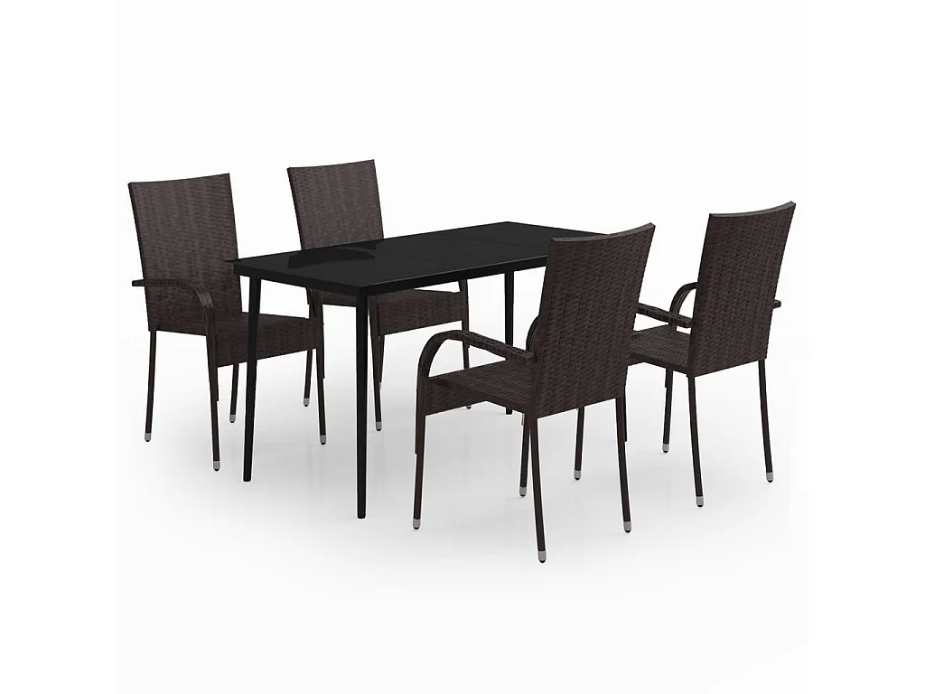 Ensemble de salle à manger de jardin 5 pcs Marron et noir GFDF54505
