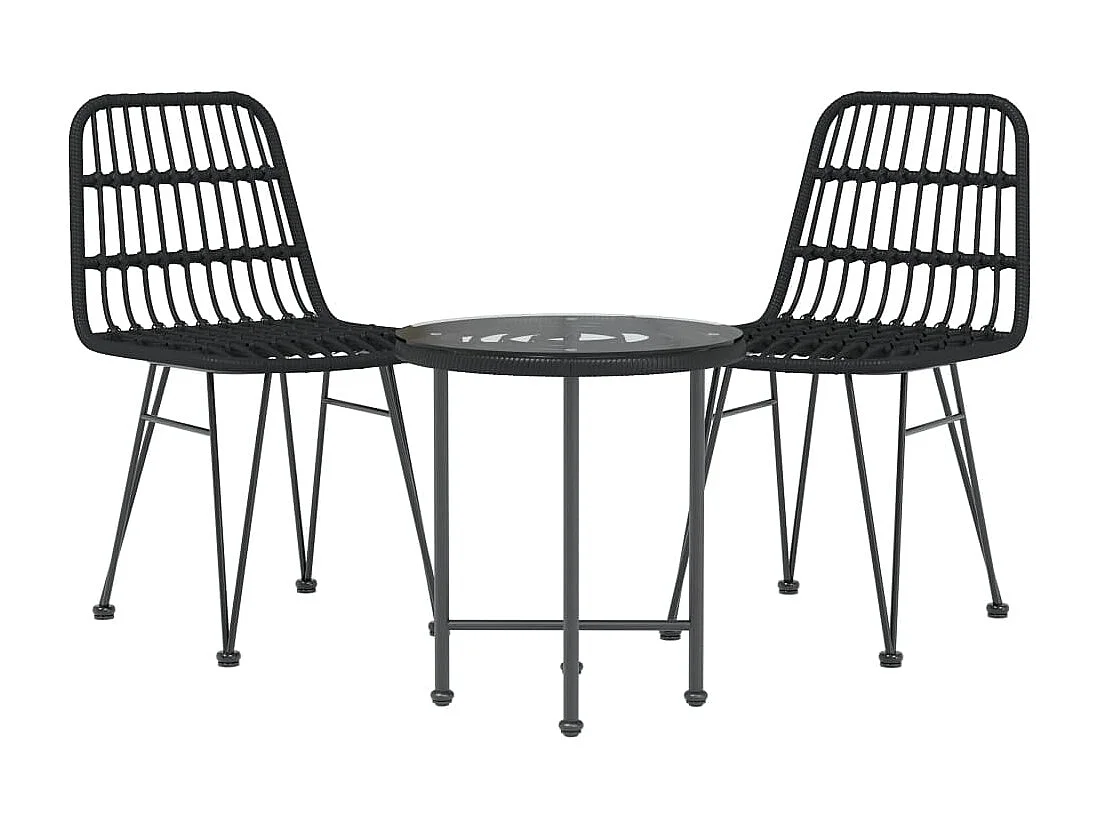 Ensemble à manger de jardin 3 pcs Noir Résine tressée BE70744