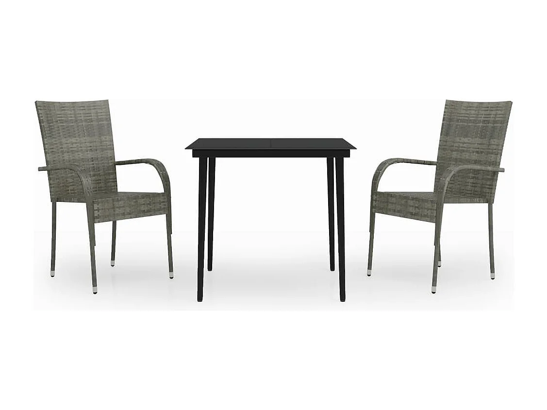 Comedor de jardín 3 piezas gris y negro YOE25928