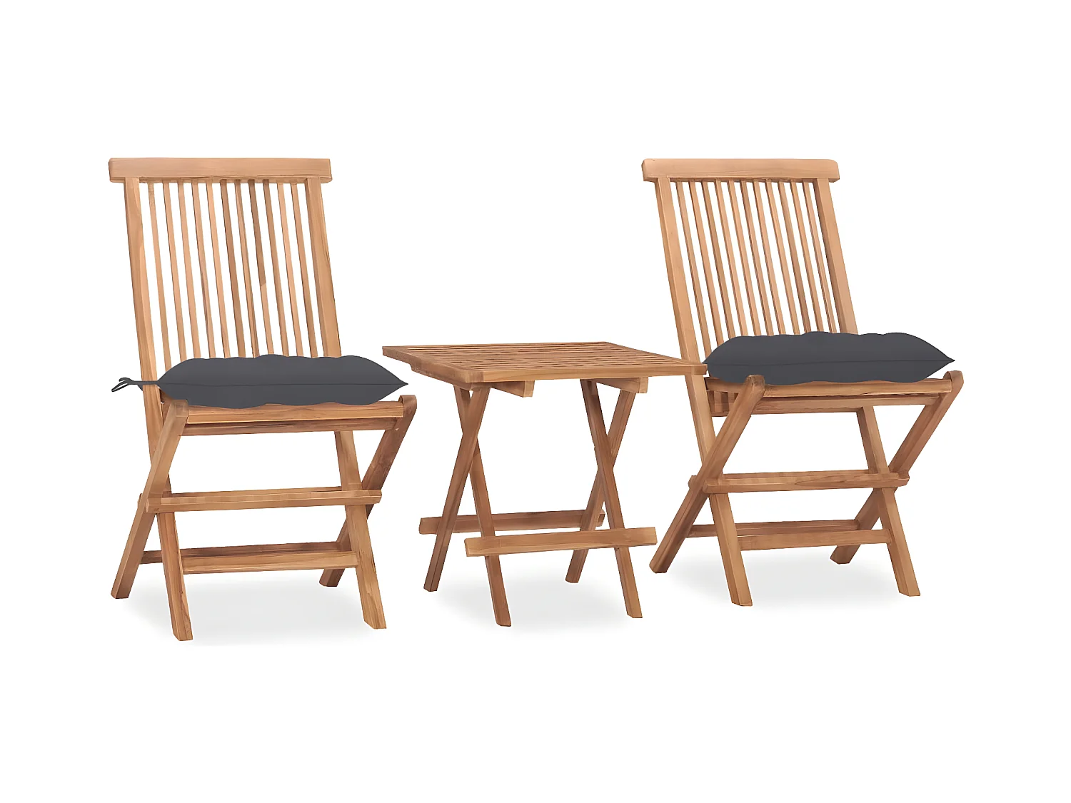 Salle à manger de jardin pliable avec coussin 3 pcs Teck BE24102