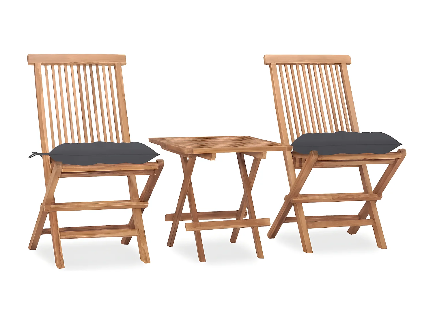 Salle à manger de jardin pliable avec coussin 3 pcs Teck BE24102