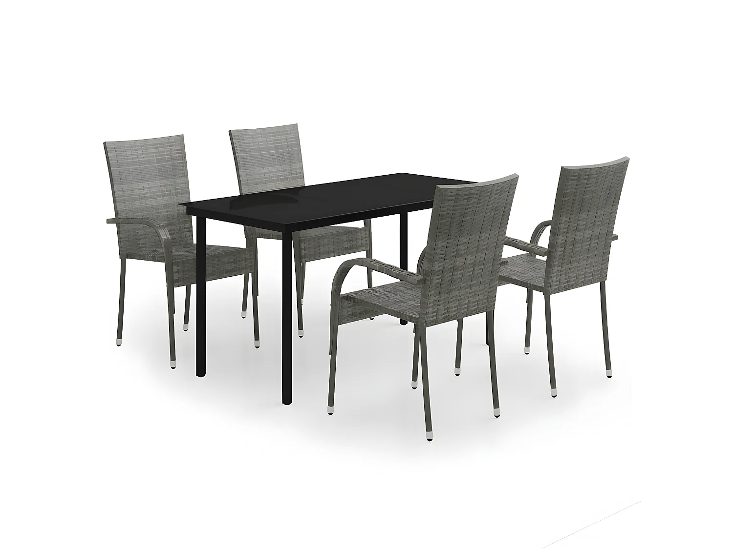 Ensemble à manger de jardin 5 pcs Gris et noir BE47233