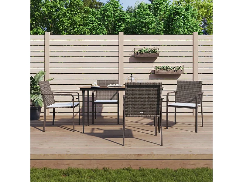 5-delige Tuinset met kussens poly rattan en staal NL165080