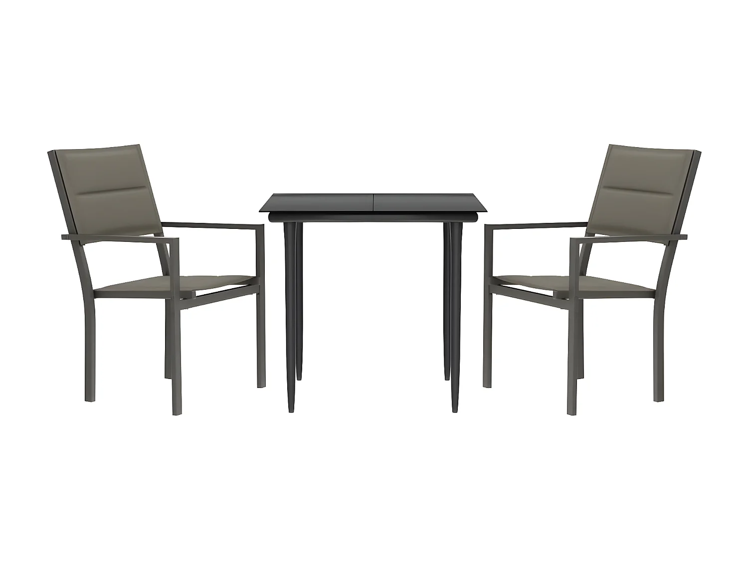 Ensemble à manger de jardin 3 pcs noir textilène et acier BE85204