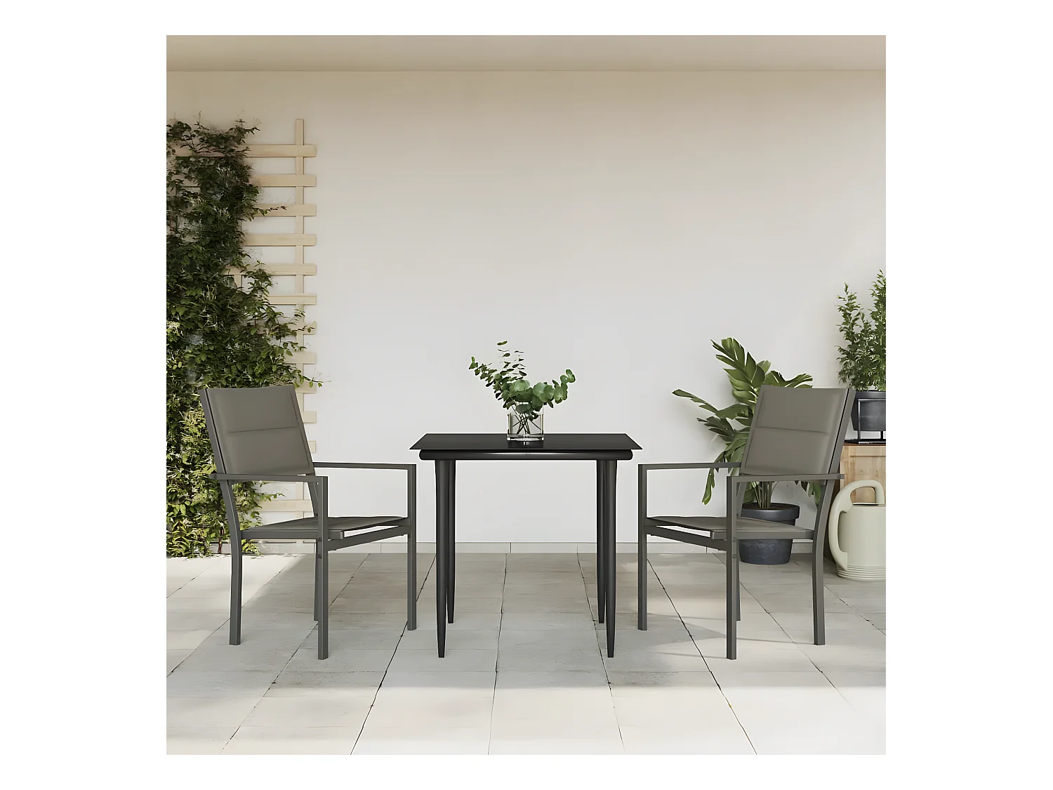 Comedor de jardín 3 piezas acero y textilene negro YOE54226