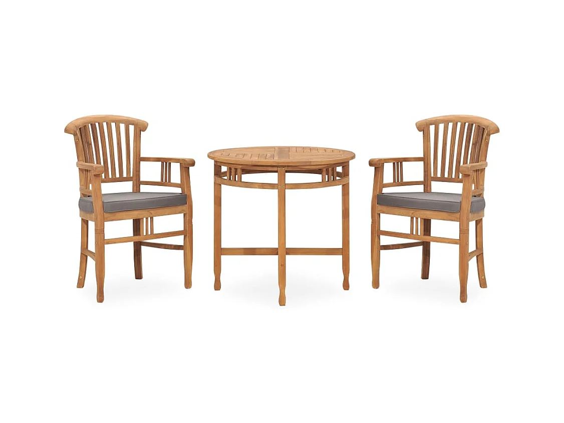 Ensemble de salle à manger de jardin 3 pcs avec coussins Teck BE67199