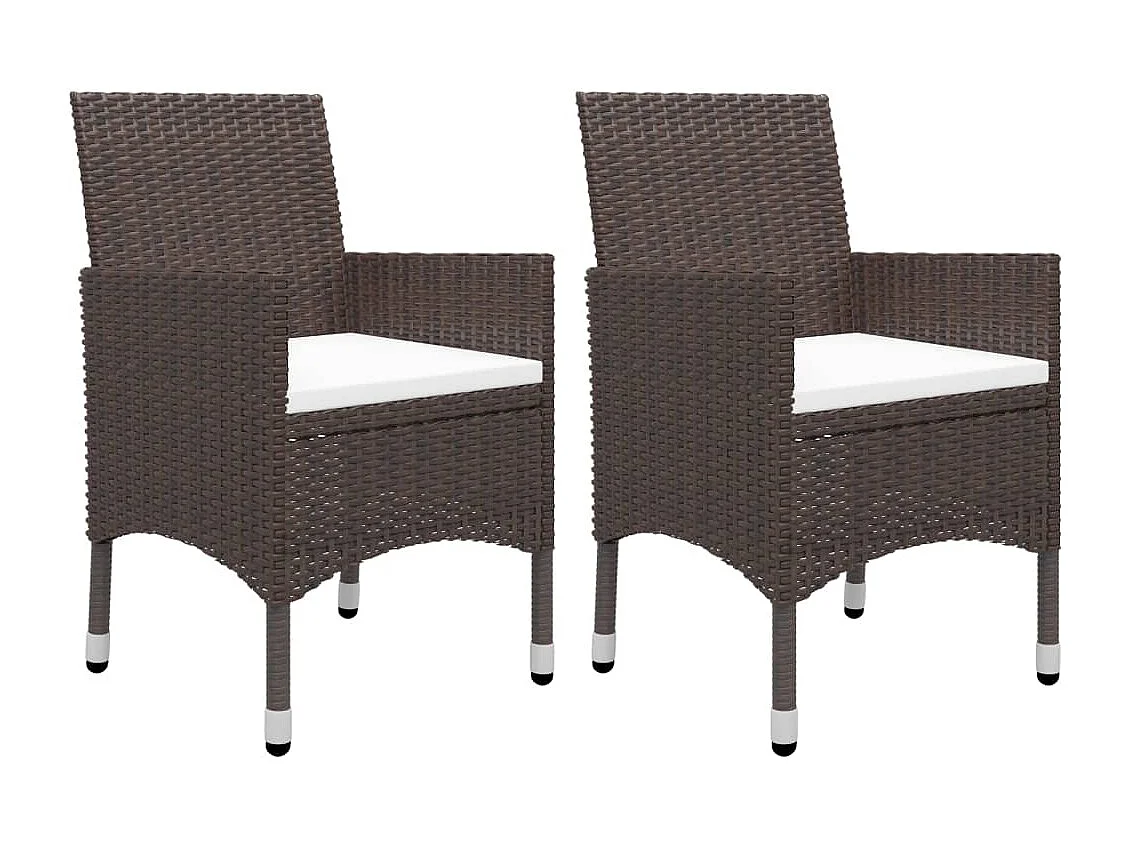 Salle à manger de jardin 3 pcs Marron Résine tressée et verre GFDF34043