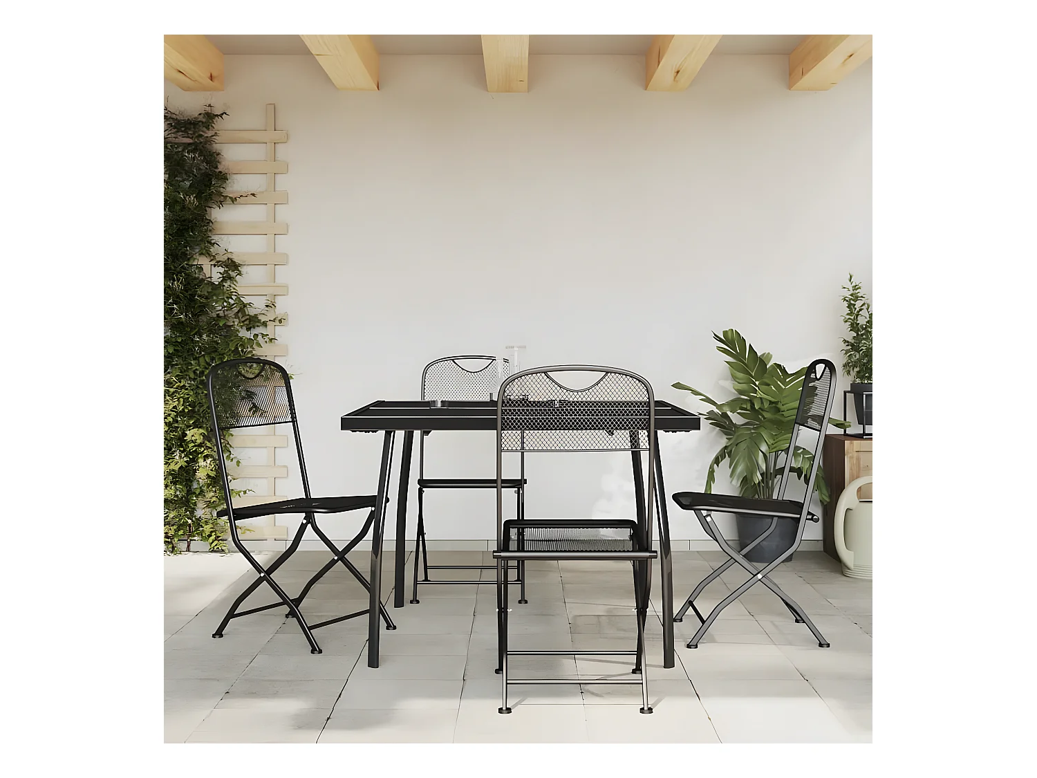 Ensemble à manger de jardin 5 pcs anthracite métal maille BE89505