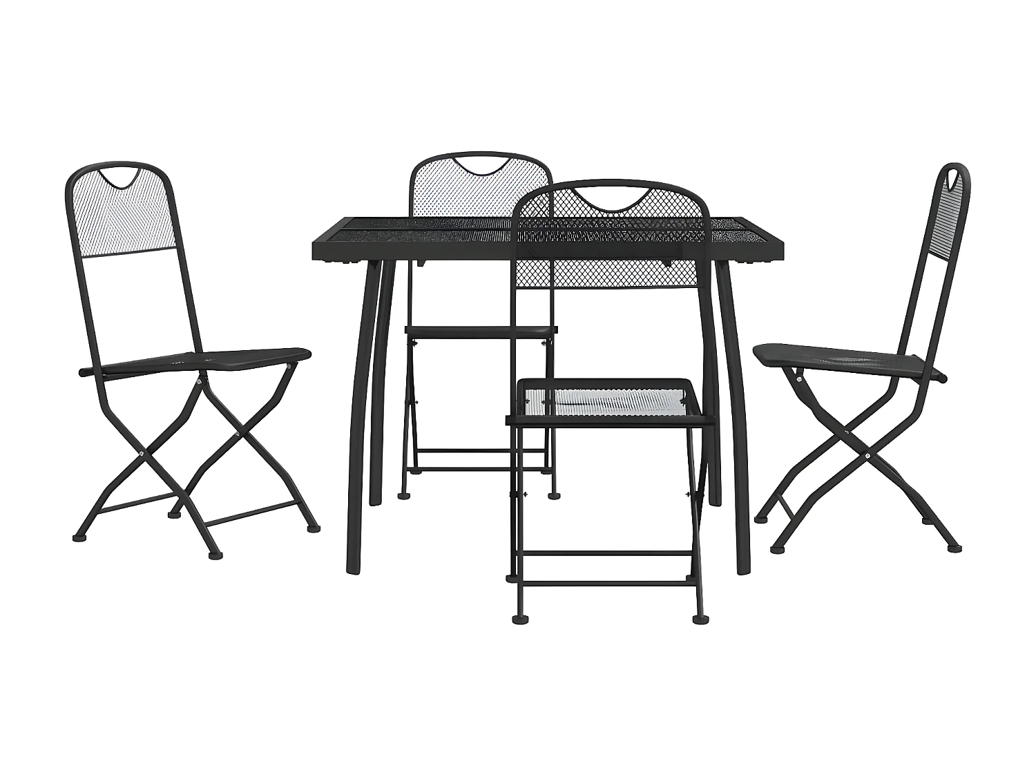 5-tlg. Garten-Essgruppe,Gartensitzgruppe Anthrazit Streckgitter -gkd28091