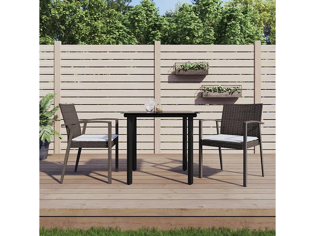 Ensemble à manger de jardin 3 pcs coussins résine tressée acier BE63813