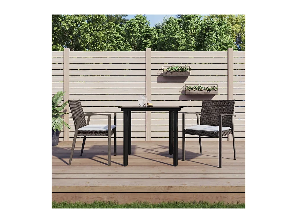 Ensemble à manger de jardin 3 pcs coussins résine tressée acier BE63813