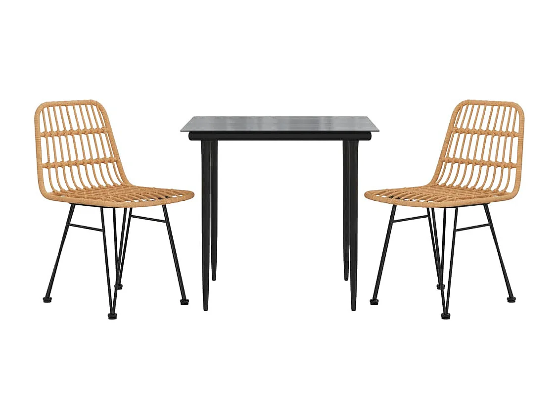 3-tlg. Garten-Essgruppe,Gartensitzgruppe Poly Rattan -gkd51083