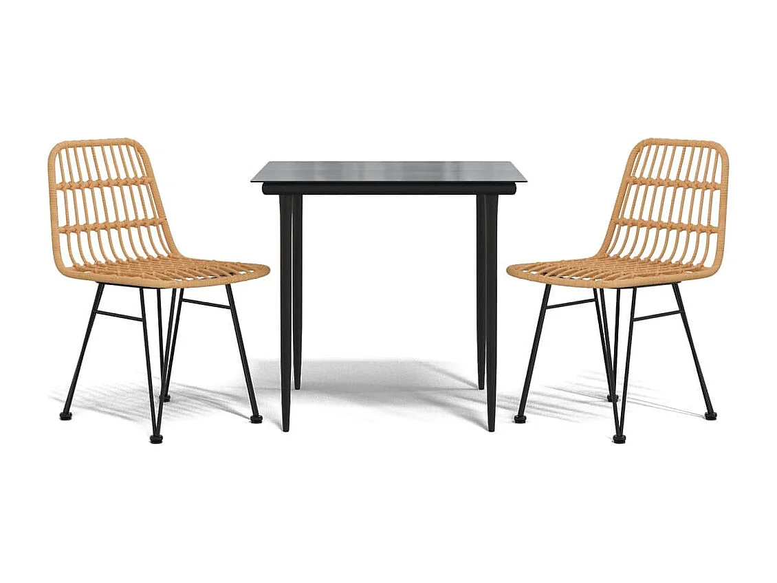 3-tlg. Garten-Essgruppe,Gartensitzgruppe Poly Rattan -gkd51083