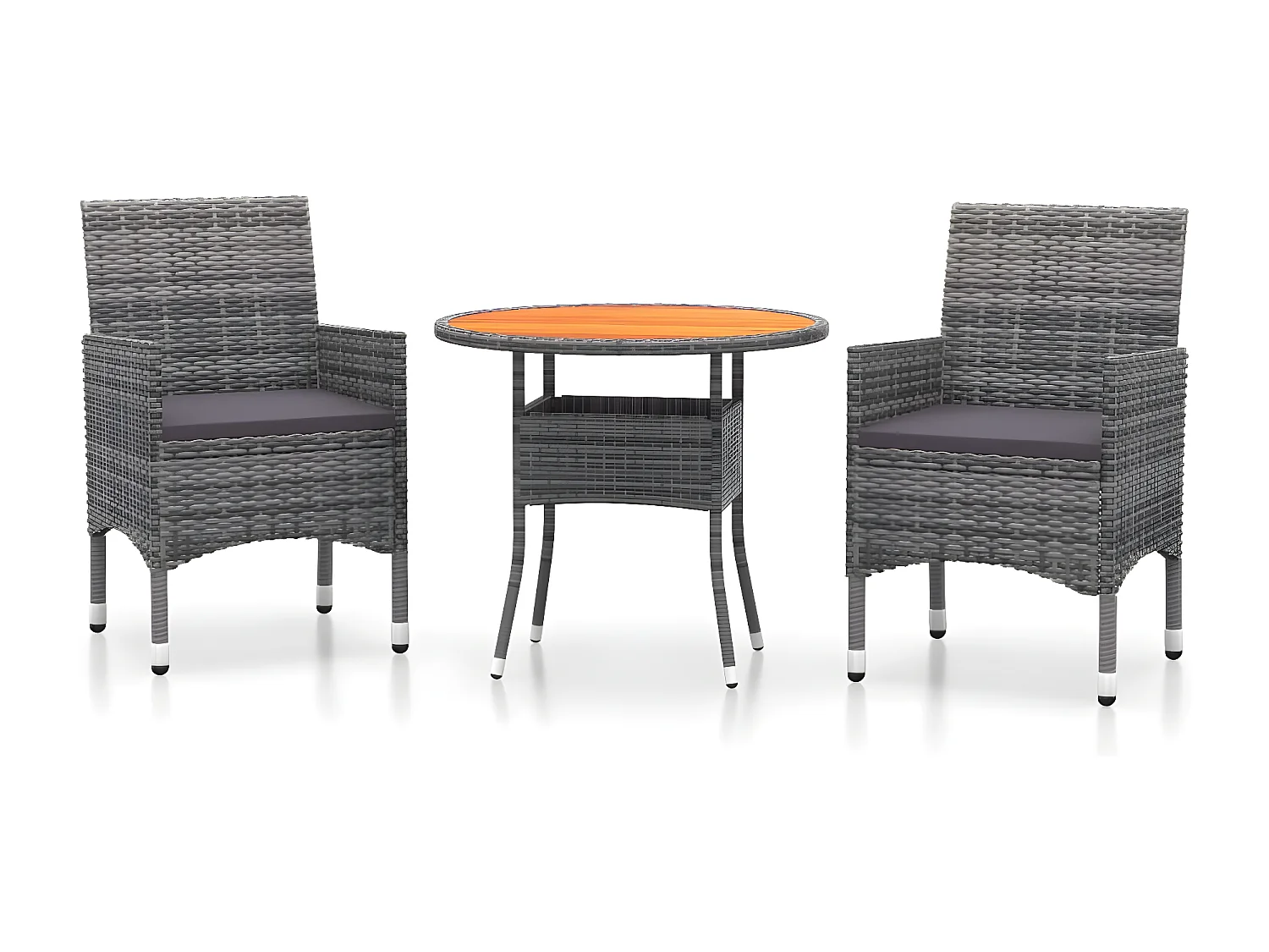 3-delige Tuinset poly rattan grijs NL978461