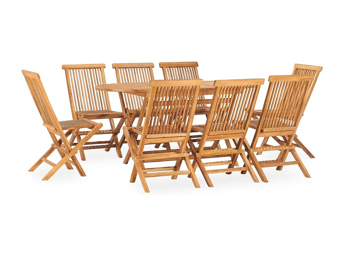 Salle à manger de jardin pliable 9 pcs Bois solide de teck BE78806