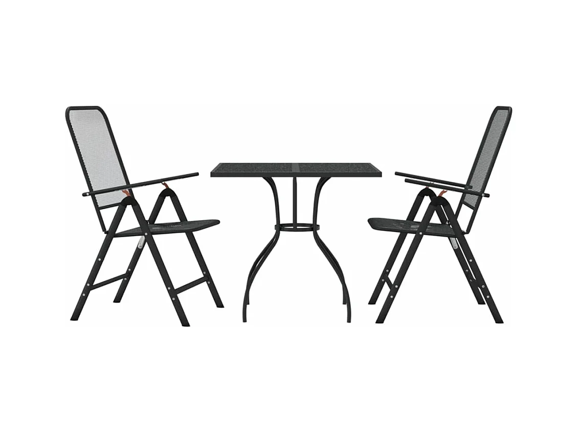 Ensemble à manger de jardin 3 pcs anthracite métal maille BE90261