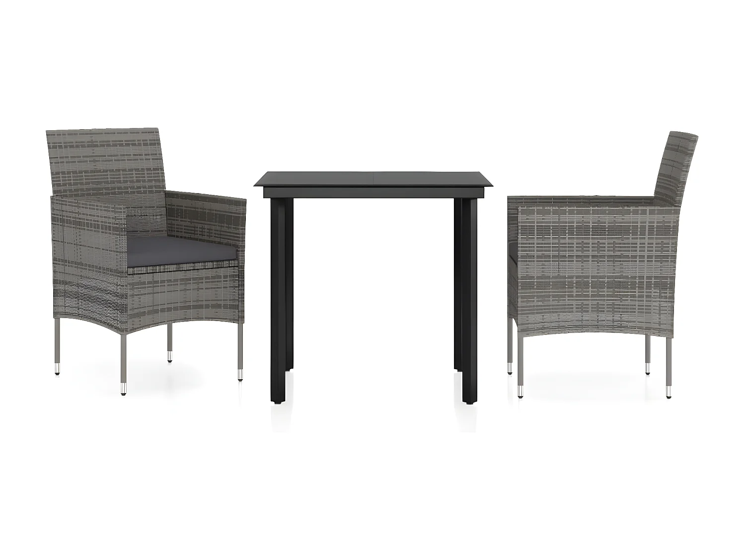 Ensemble de salle à manger de jardin et coussins 3pcs Gris/noir BE21184