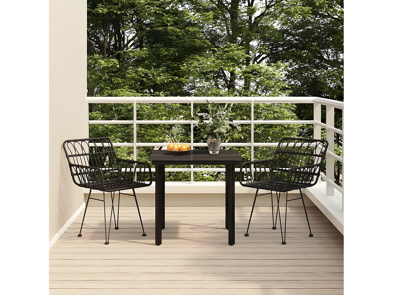 Comedor de jardín 3 piezas ratán sintético negro YOE65653