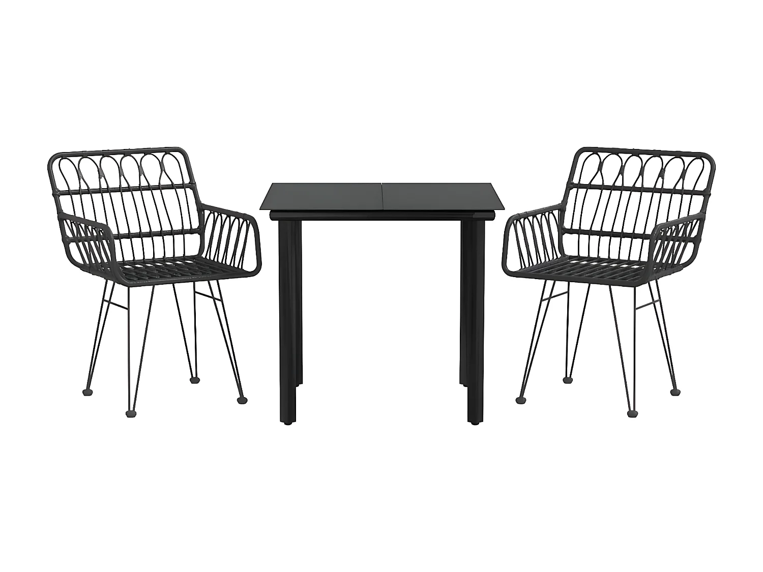 Comedor de jardín 3 piezas ratán sintético negro YOE65653