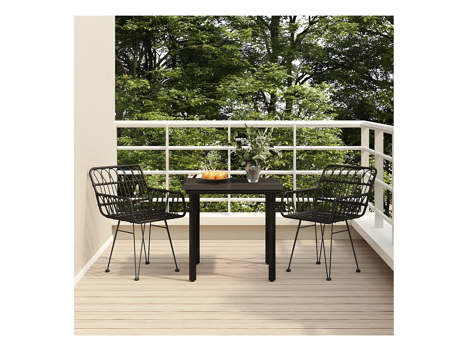 Ensemble à manger de jardin 3 pcs Noir Résine tressée BE41504