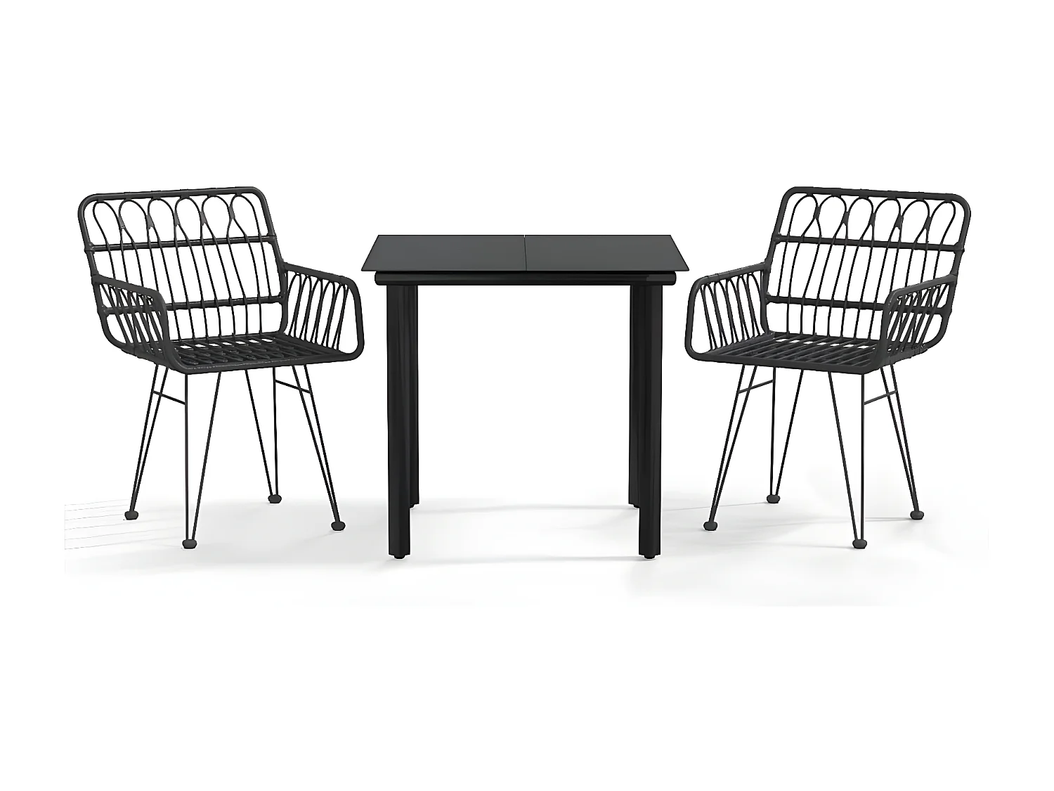 Ensemble à manger de jardin 3 pcs Noir Résine tressée BE41504