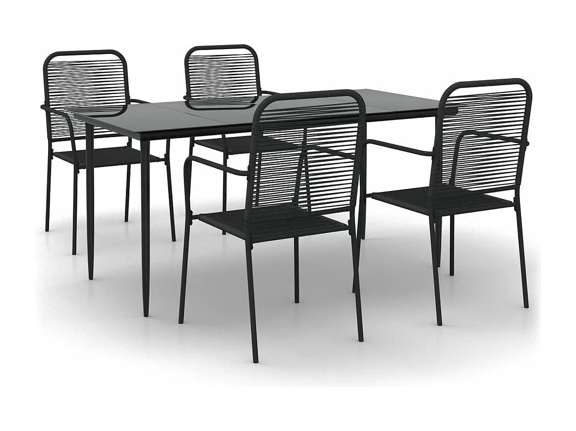 5-delige Tuinset katoenen touw en staal zwart NL986697