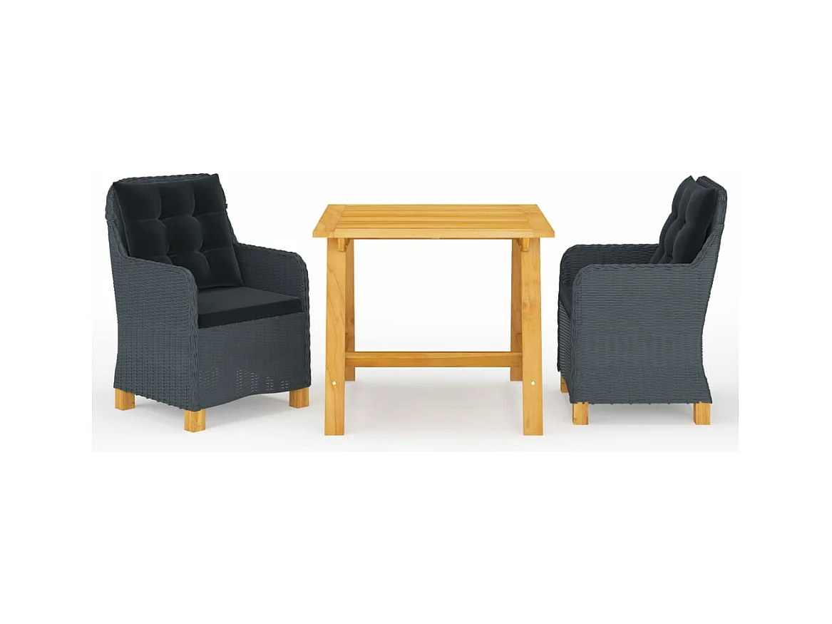 Ensemble de salle à manger de jardin 3 pcs Gris foncé BE27389