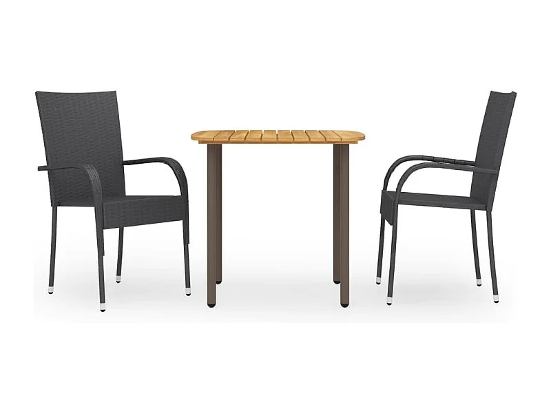Comedor de jardín 3 piezas ratán sintético negro YOE96142