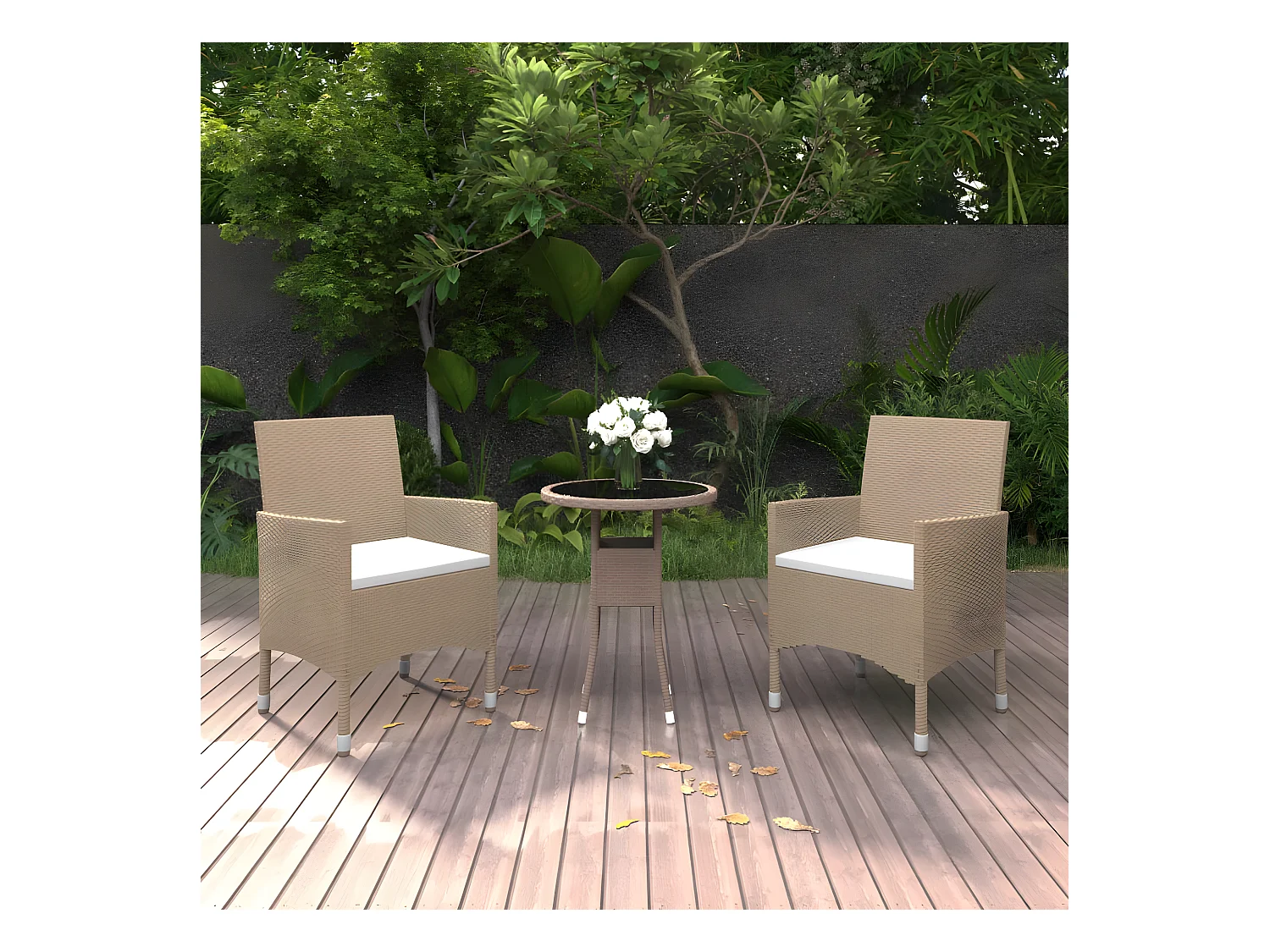 Salle à manger de jardin 3 pcs Résine tressée Beige BE61173