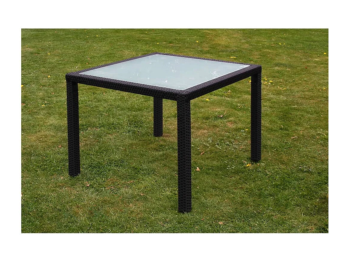 5-tlg. Garten-Essgruppe,Gartensitzgruppe mit Auflagen Poly Rattan Schwarz -gkd74722