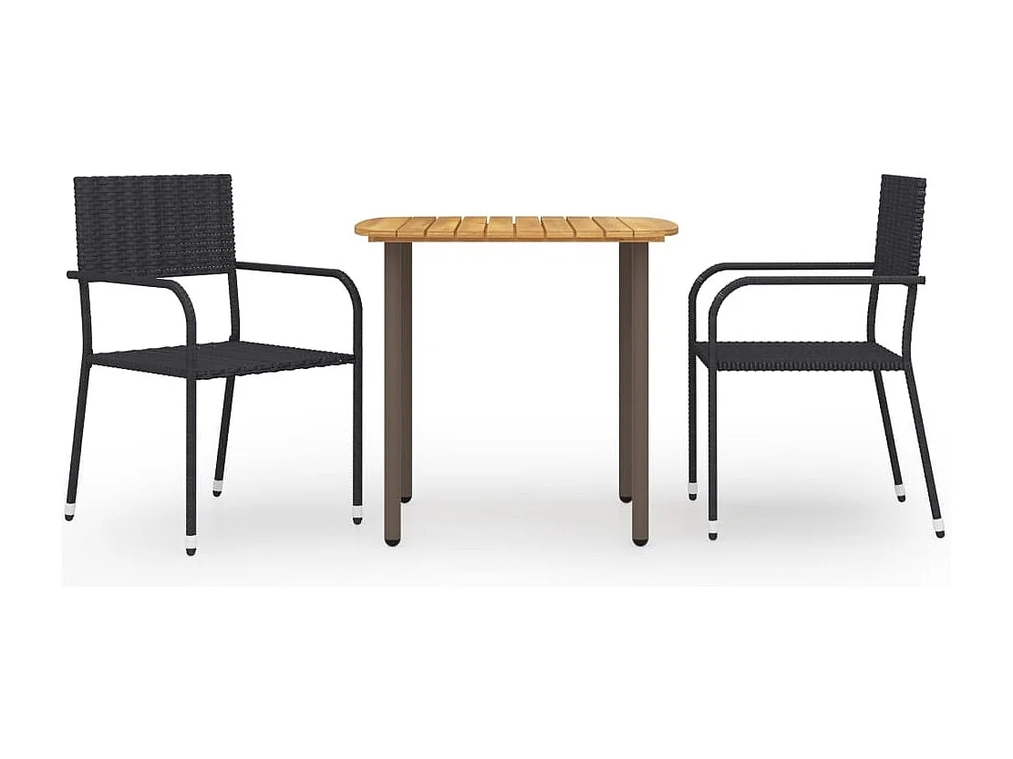 Ensemble de salle à manger de jardin 3 pcs Résine tressée Noir BE26630