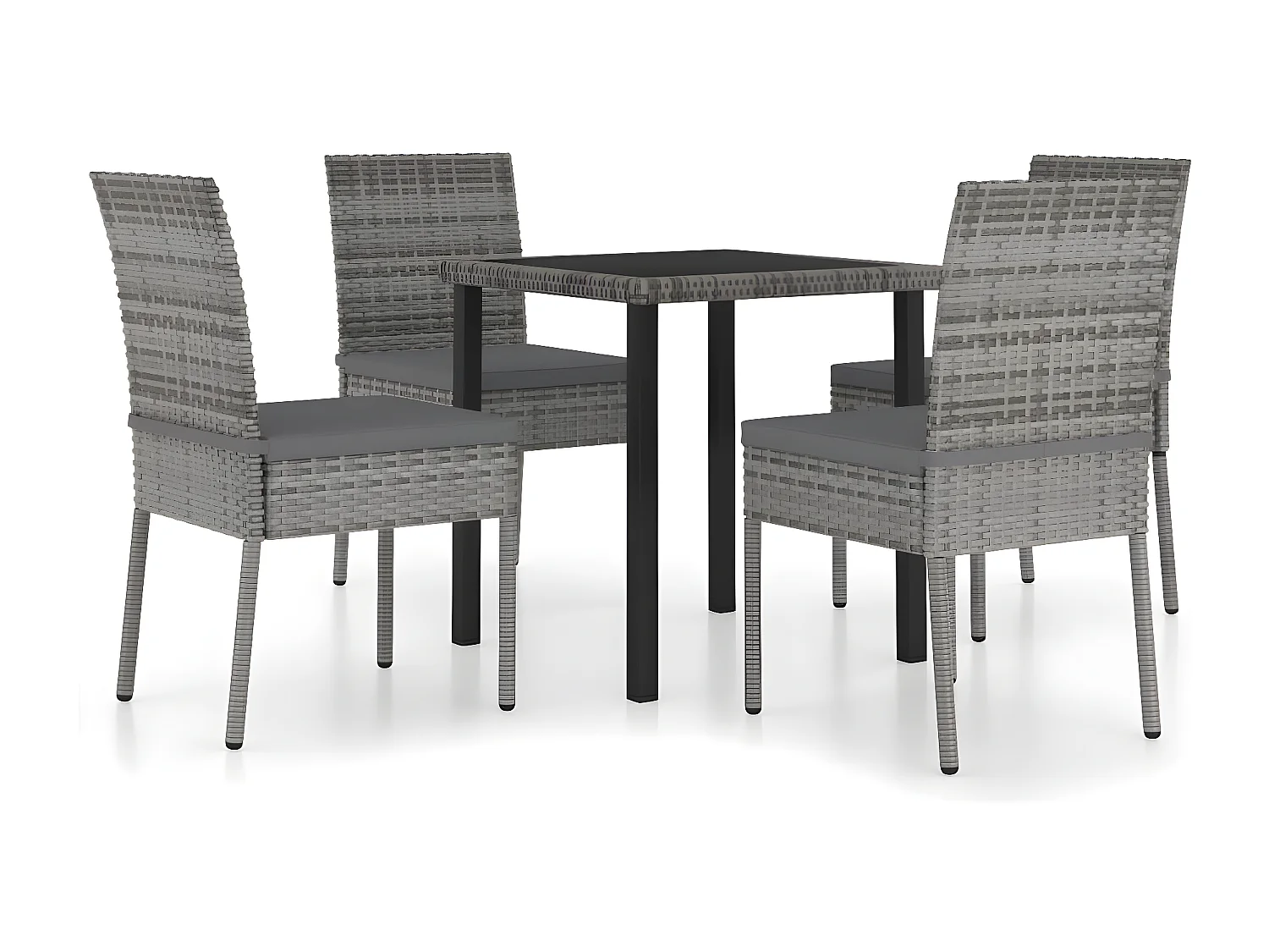 Comedor de jardín 5 piezas ratán sintético gris YOE31926