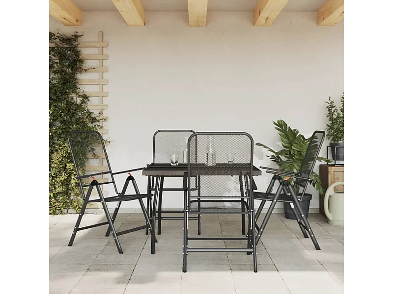 5-tlg. Garten-Essgruppe,Gartensitzgruppe Anthrazit Streckgitter -gkd82614