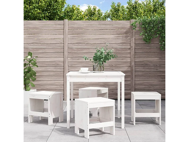 Ensemble à manger de jardin 5pcs blanc bois massif de pin GFDF67548