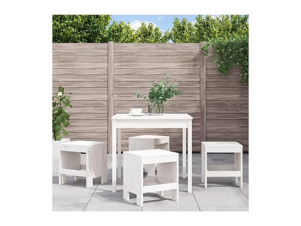 Ensemble à manger de jardin 5pcs blanc bois massif de pin GFDF67548