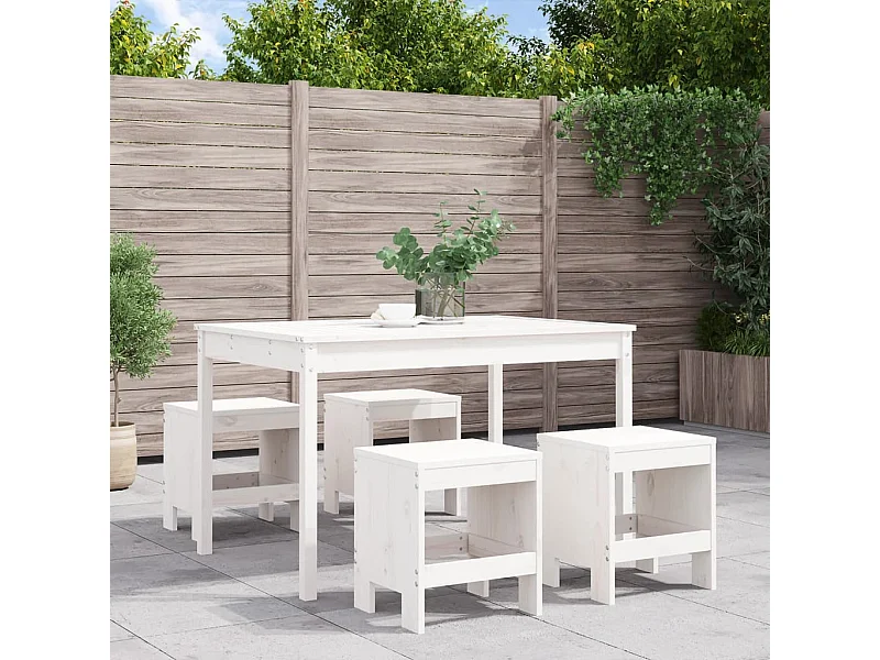 Comedor de jardín 5 piezas madera maciza pino blanco YOE96758