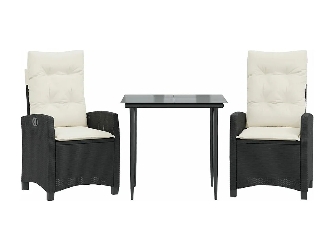 Ensemble à manger de jardin avec coussins 3 pcs Noir BE32699