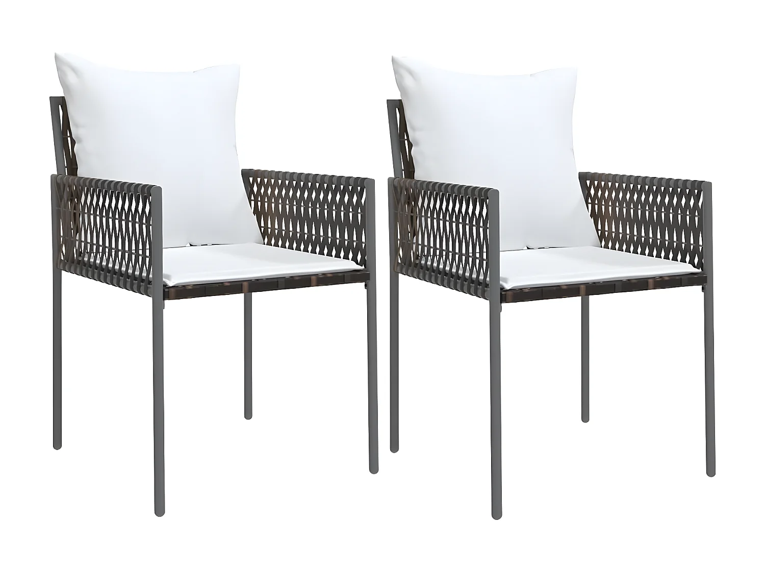 Ensemble à manger de jardin 3 pcs coussins résine tressée acier BE60402