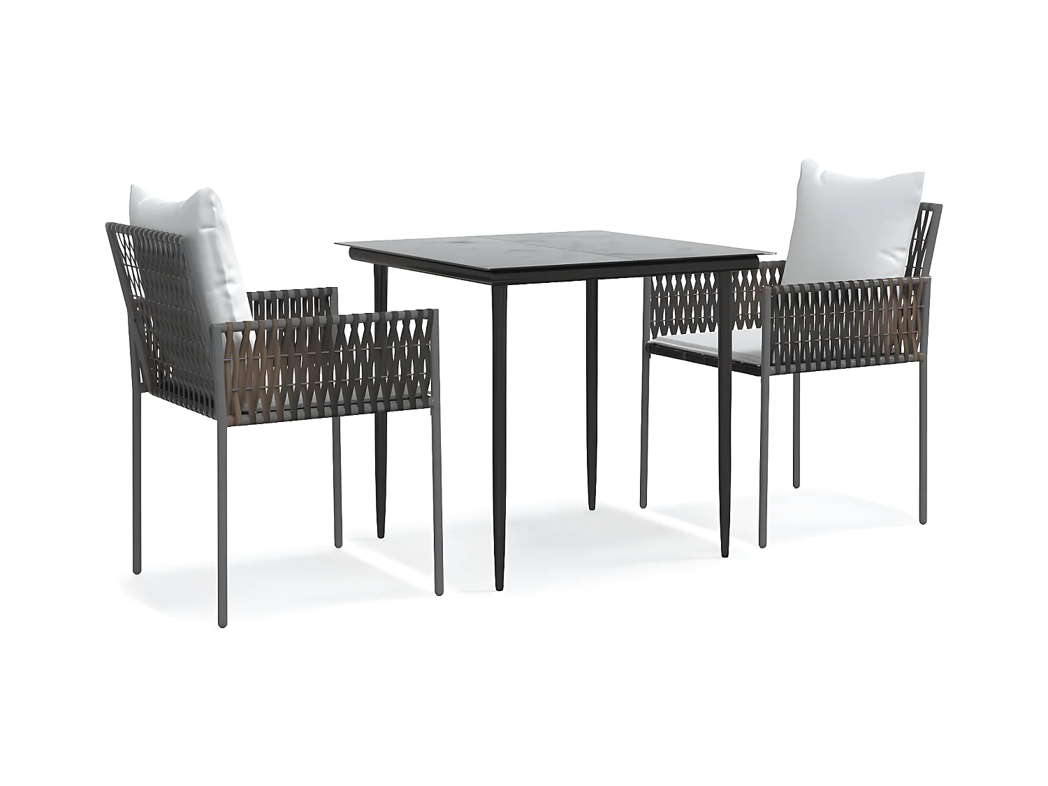 Comedor de jardín 3 piezas y cojines ratán sintético y acero YOE98050