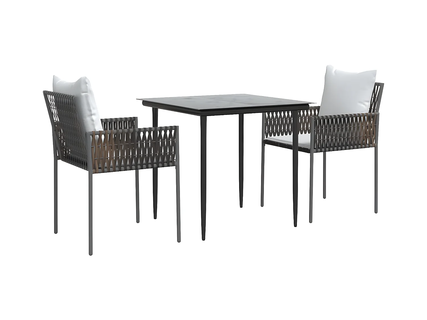 Comedor de jardín 3 piezas y cojines ratán sintético y acero YOE98050